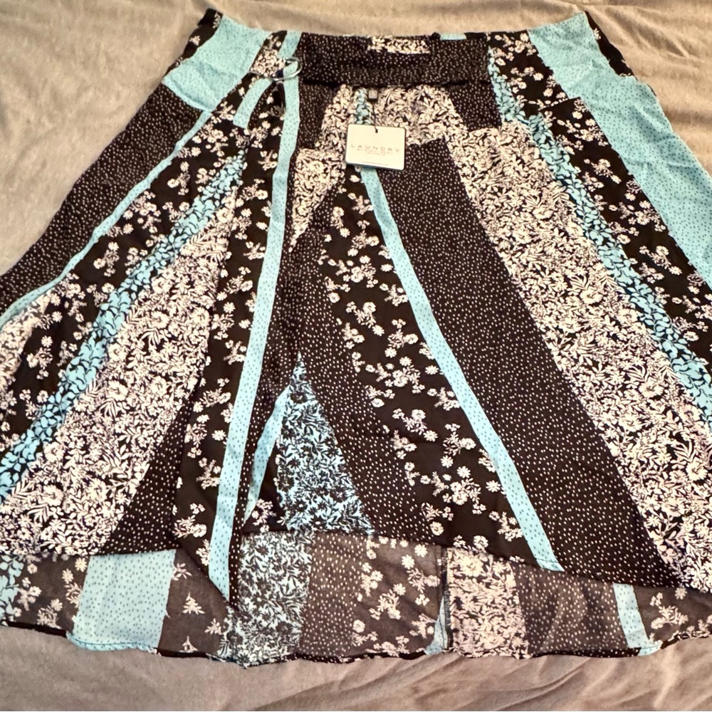 Laundry By Shelli Segal Asymmetrical Brown and Blue Maxi Skirt